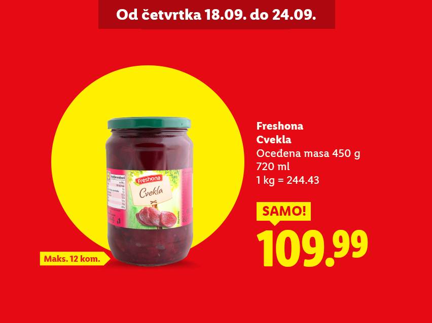 Tegla Freshona cvekle na sniženju, sa cenom od 109.99 i detaljima o proizvodu.