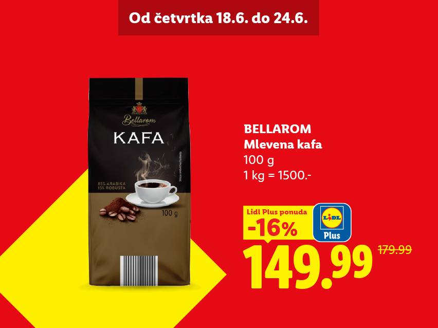 Mlevena kafa od 100g na akciji, sa popustom od 16% i cenom od 149.99.