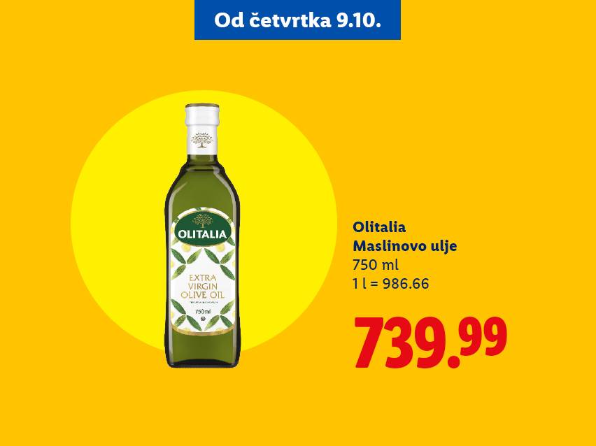 Olitalia ekstra devičansko maslinovo ulje 750 ml, cena 739.99.