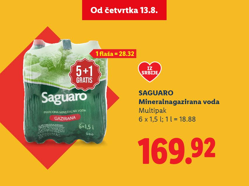 Pakovanje gazirane mineralne vode 6x1,5L sa akcijom 5+1 gratis, po ceni od 169.92.