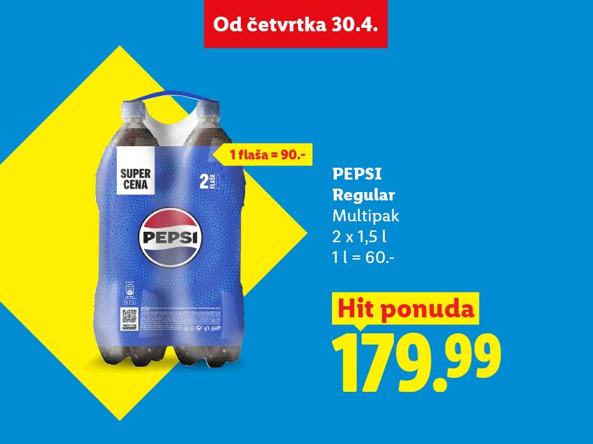 Pakovanje od dve boce gaziranog pića, sa natpisom „SUPER CENA“ i cenom od 179.99.