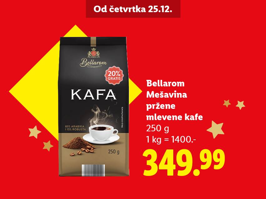 Bellarom mlevena kafa 250g sa 20% gratis, cena 349.99.