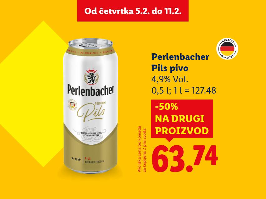 Reklama za pivo u konzervi sa popustom od 50% na drugi proizvod.
