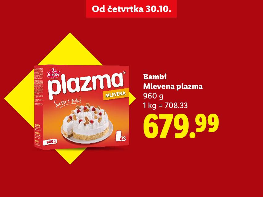 Bambi Mlevena plazma, 960g, po ceni od 679.99, dostupno od četvrtka 30.10.