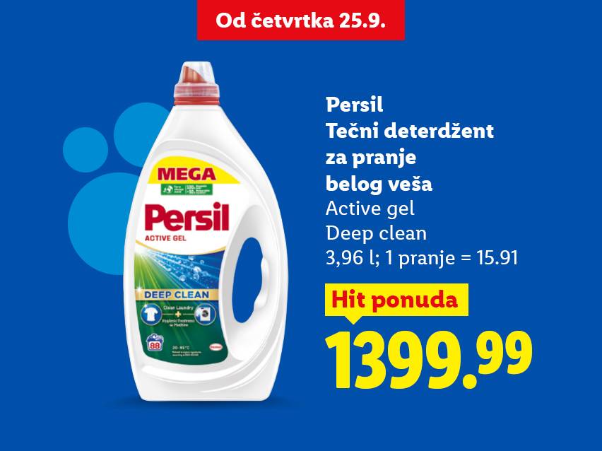 Persil tečni deterdžent za veš, 3,96 l, po ceni od 1399.99.