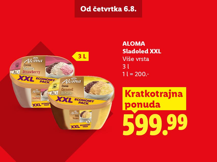 XXL pakovanje sladoleda od 3L u različitim ukusima, sa cenom od 599.99.