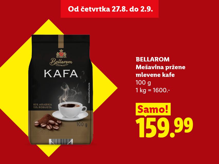 Reklama za mlevenu kafu sa cenom od 159.99, važi od četvrtka 27.8. do 2.9.