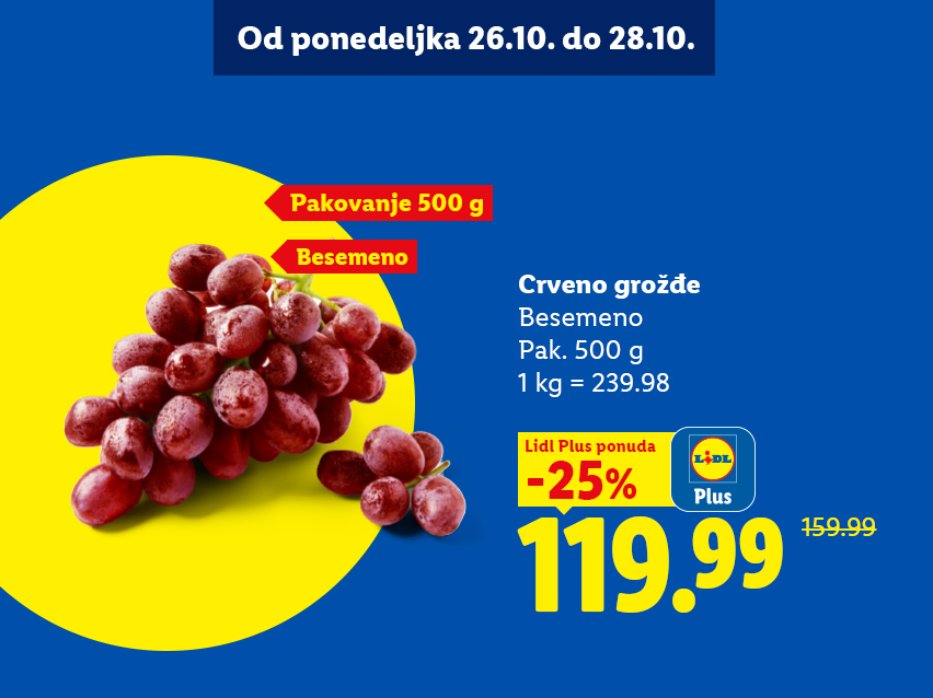 Crveno besemeno grožđe na akciji od 26.10. do 28.10.
