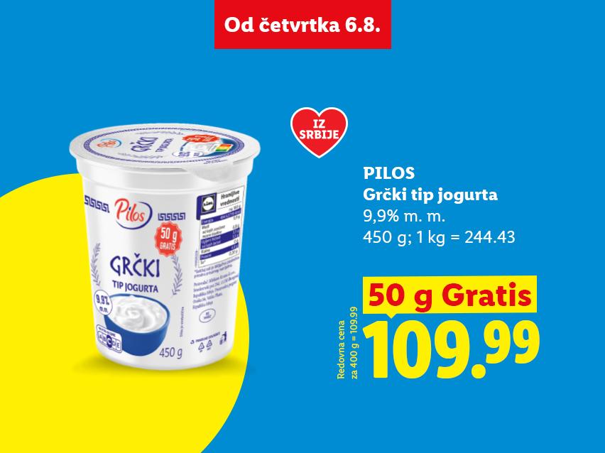 Grčki tip jogurta sa 9,9% mlečne masti, 450g, sa 50g gratis, po ceni od 109.99.