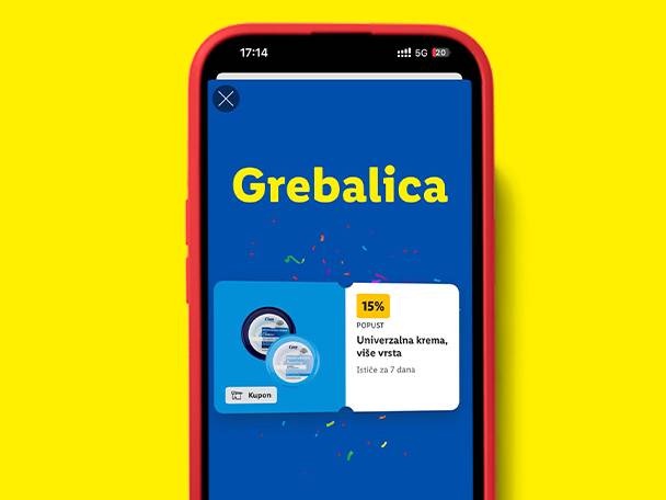 Mobilna aplikacija sa kuponom za 15% popusta na univerzalnu kremu.