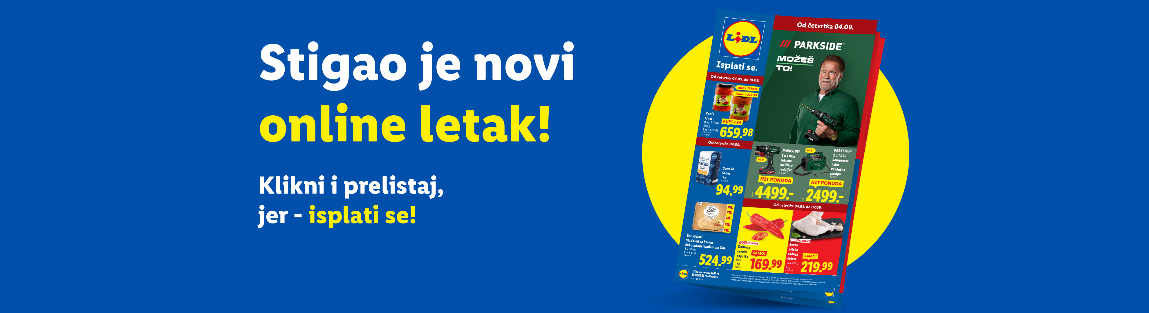 Lidl letak sa ponudama za Parkside alate, hranu i sladoled.