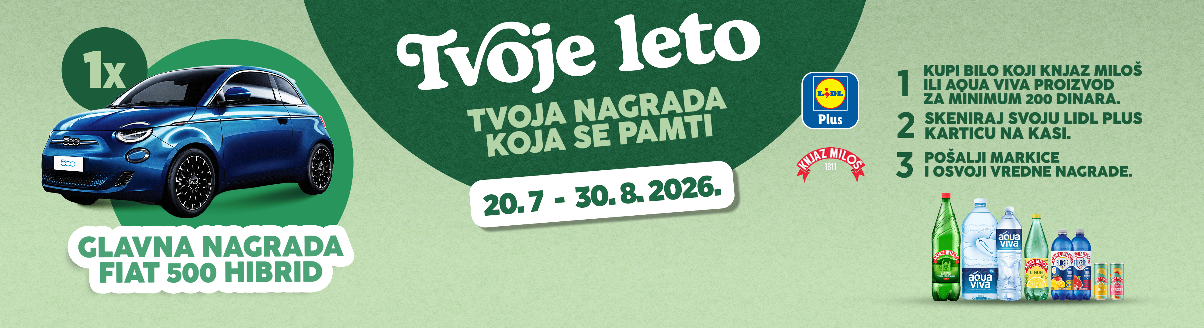 Promocija sa glavnom nagradom Fiat 500 Hibrid, uz kupovinu pića i sakupljanje markica.