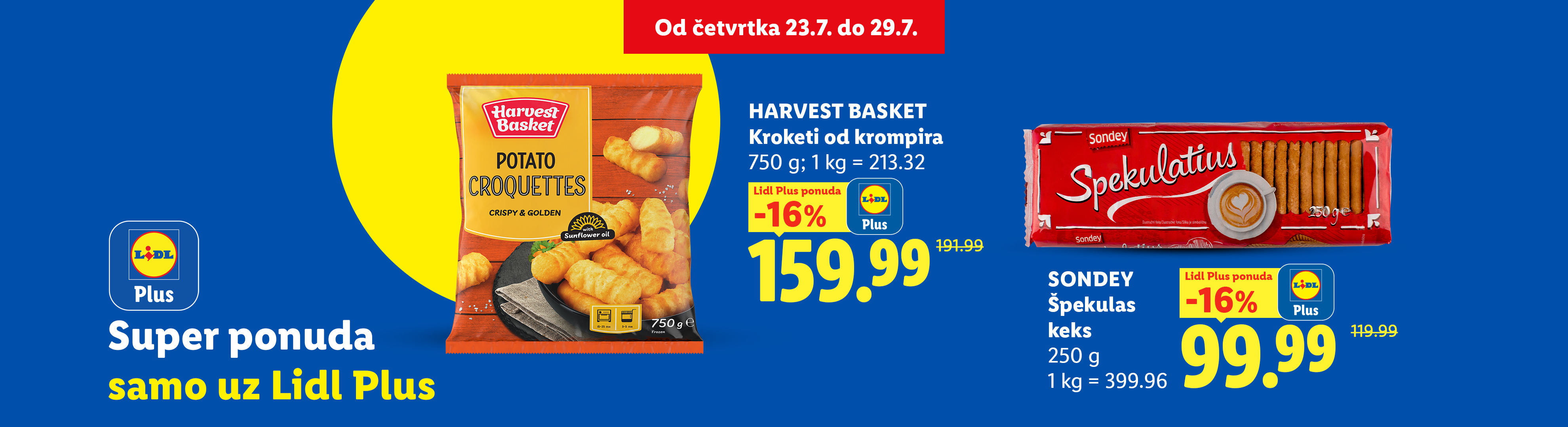 Ponuda Lidl Plus: Kroketi od krompira i špekulas keks sa popustom od 16%.