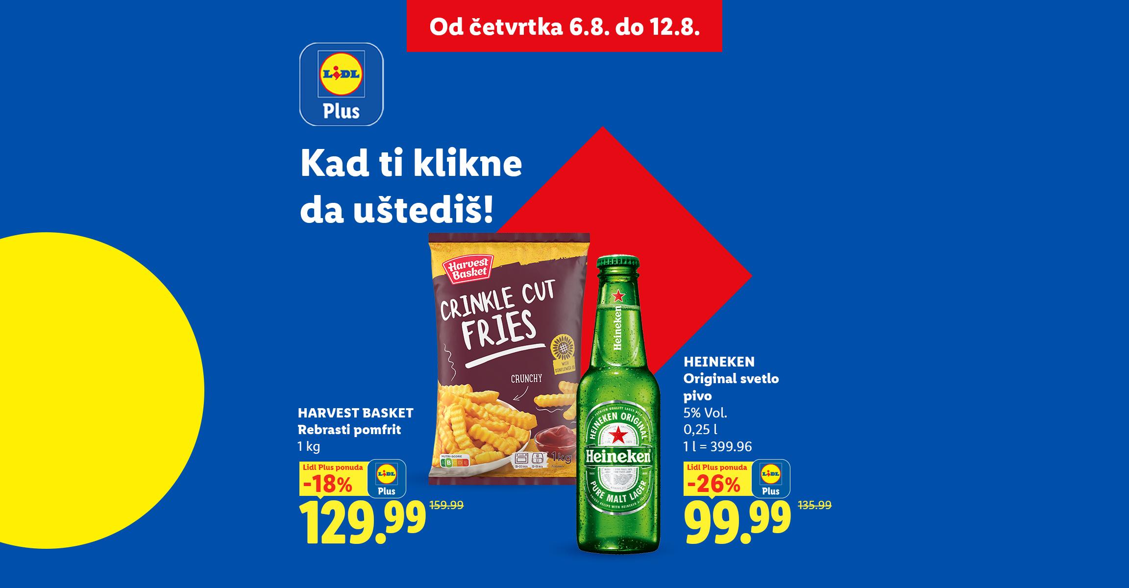 Ponuda pomfrita i piva sa popustima za Lidl Plus korisnike, važi od 6. do 12. avgusta.