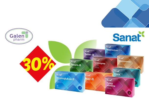 Reklama za Sanat proizvode sa 30% popusta u Galen Pharm apotekama.
