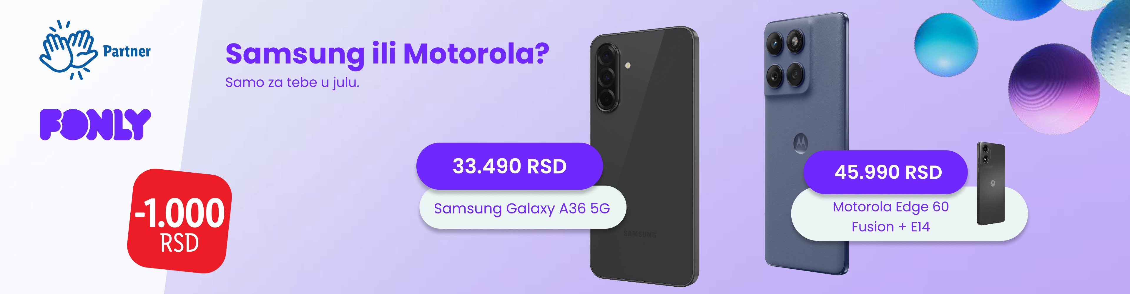 Samsung Galaxy A36 5G i Motorola Edge 60 Fusion telefoni sa popustom u Fonly ponudi.
