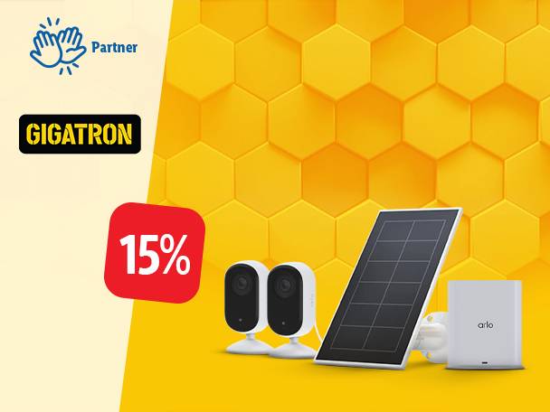Gigatron promocija: 15% popusta na Arlo solarni bezbednosni sistem sa kamerama.