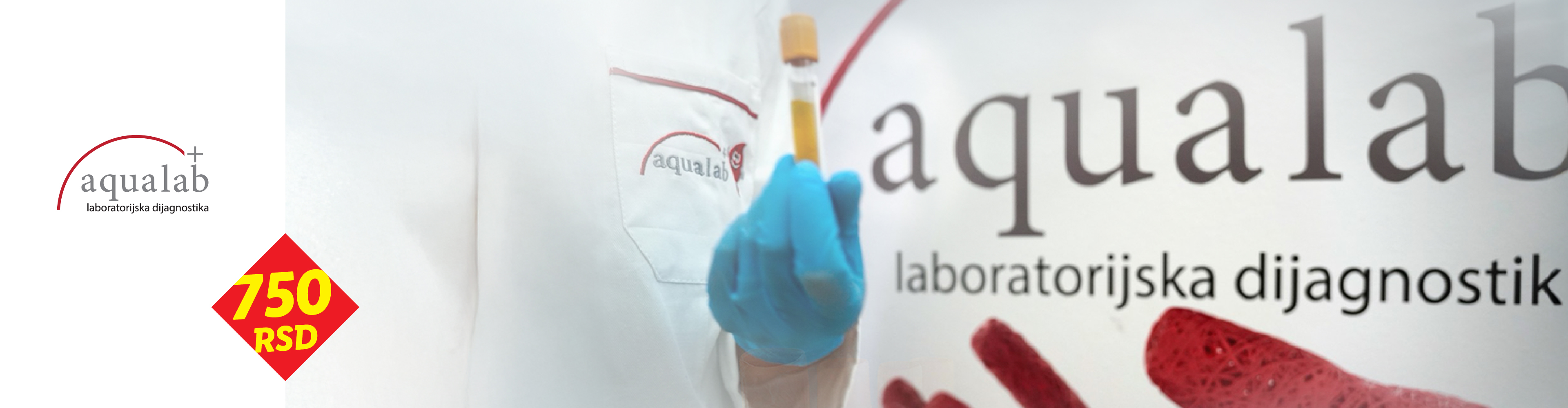 Laboratorijska dijagnostika sa epruvetom i cenom od 750 RSD.