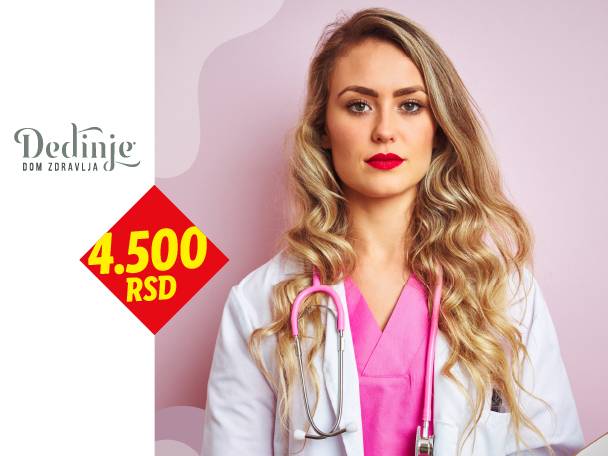 Doktorka u belom mantilu i roze uniformi sa stetoskopom, cena 4.500 RSD.