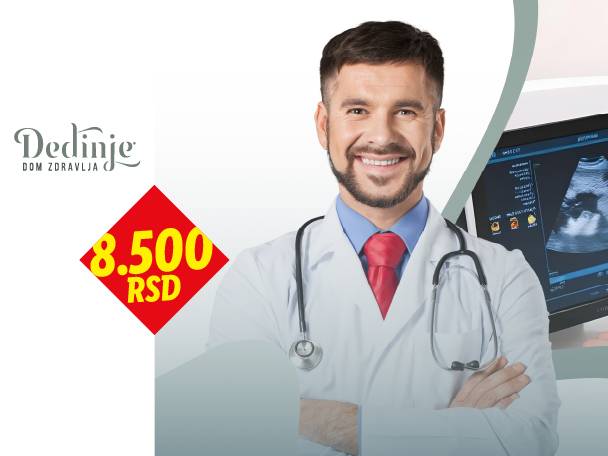 Doktor sa stetoskopom i ultrazvučnim snimkom, cena 8.500 RSD.