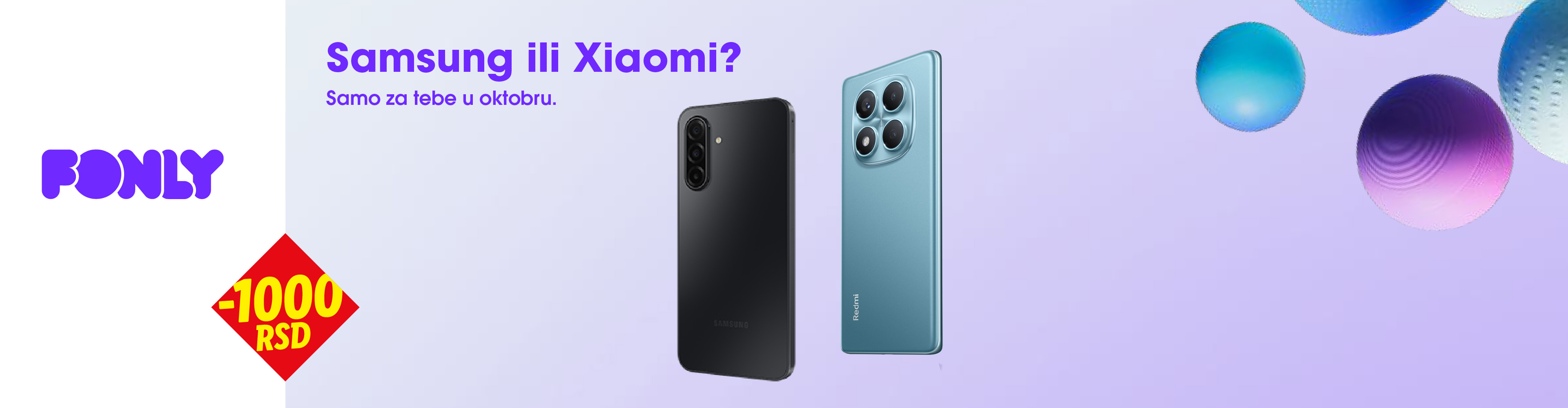 Reklama za telefone Samsung i Xiaomi sa popustom od 1000 RSD.