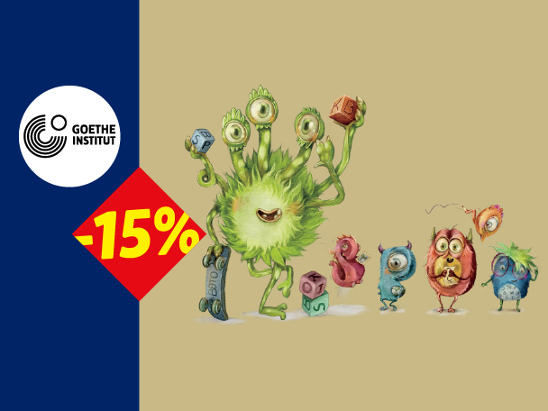 Zeleno čudovište sa pet očiju i manja čudovišta sa slovima i brojevima, sa popustom od 15%.