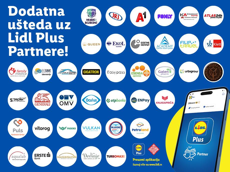 Lidl Plus partneri nude dodatne uštede, uključujući medicinske usluge, auto-servise, banke i obrazovne institucije.