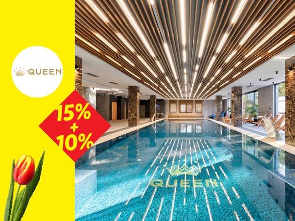 Unutrašnji bazen sa popustom od 15% + 10% i logotipom krune.