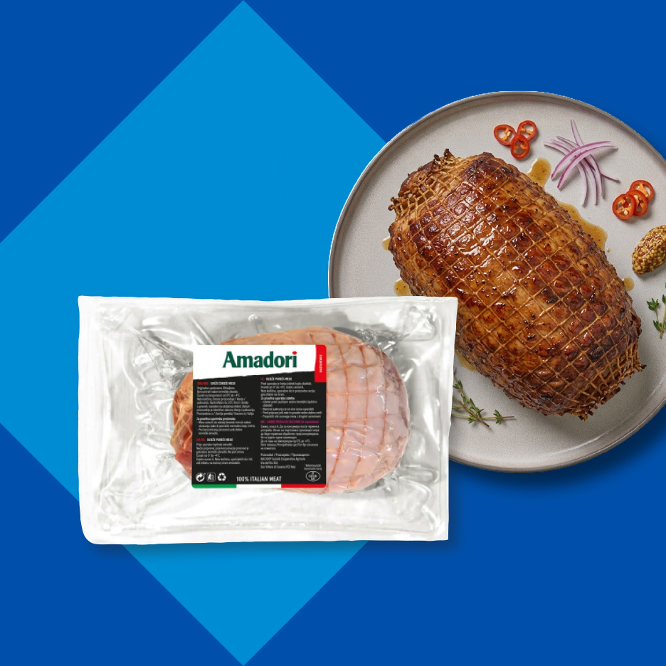 Sveže ćureće meso u pakovanju i pripremljeno pečeno meso na tanjiru.