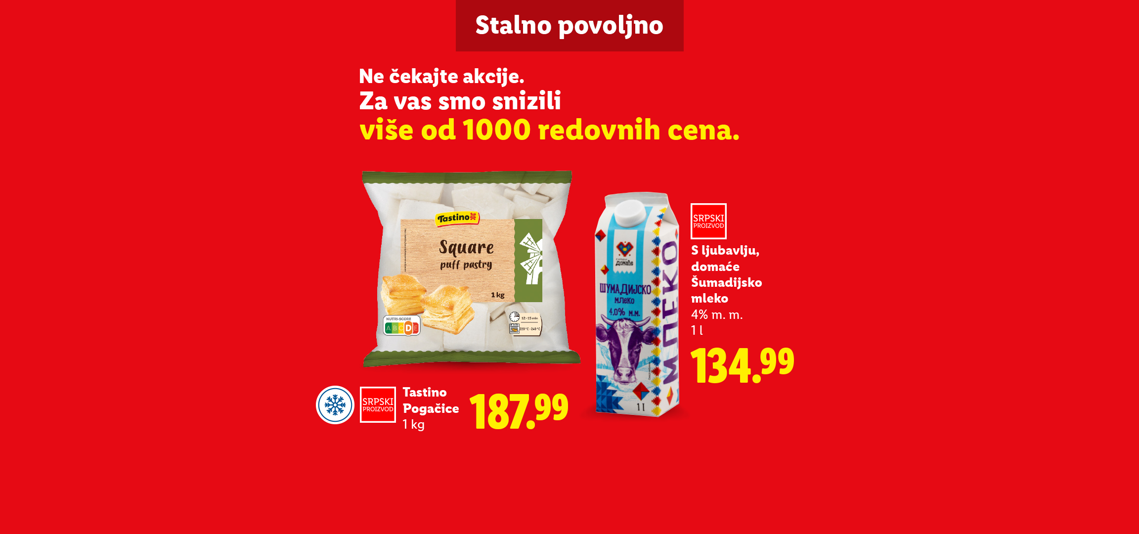 Lidl akcija sa mlekom, bademovim napitkom i lisnatim testom.