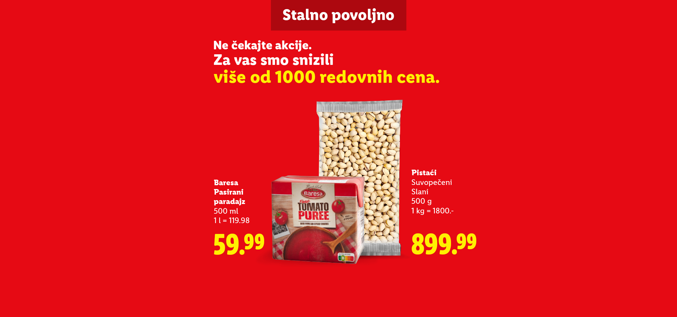 Akcija sa preko 1000 sniženih cena, sa Floralys toalet papirom, Baresa paradajz pireom i pistaćima.