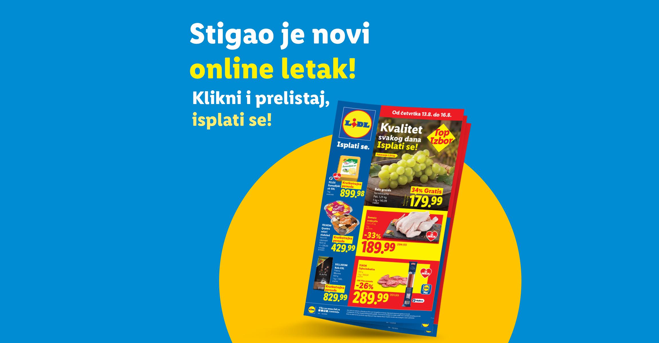 Novi online letak sa ponudama grožđa, piletine i drugih proizvoda, sa popustima.