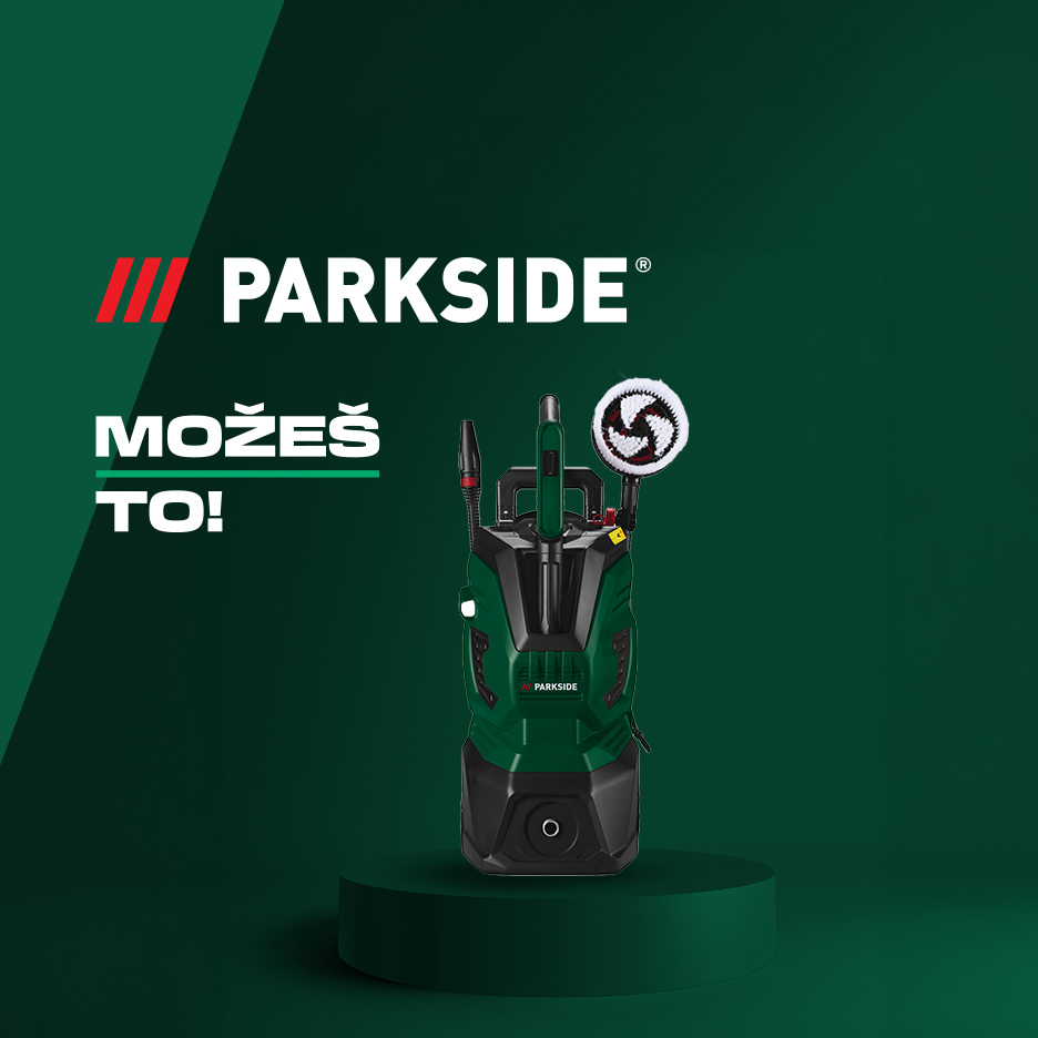 Zeleni perač pod visokim pritiskom sa dodacima na tamnozelenoj pozadini sa tekstom „MOŽEŠ TO!“