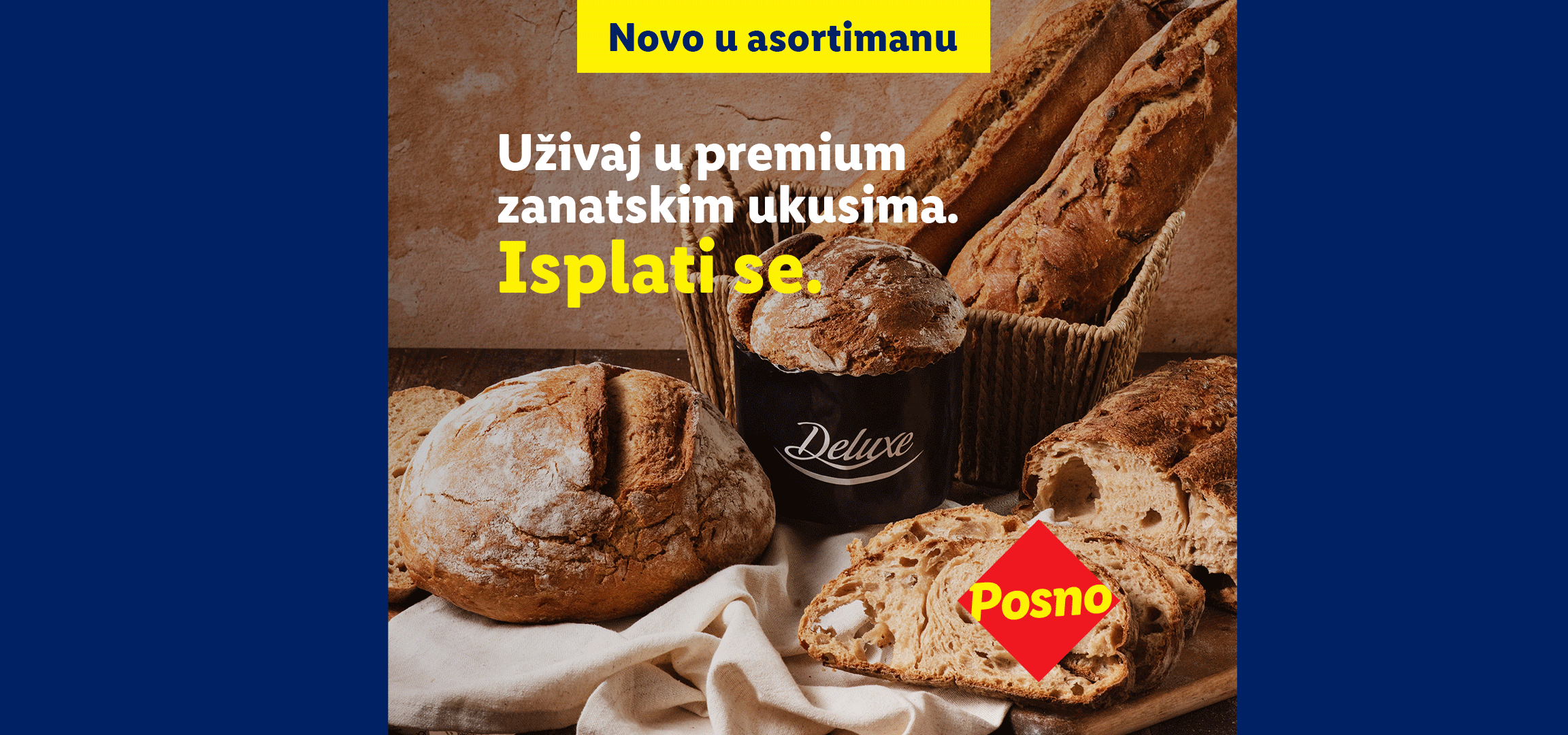 Raznovrsni zanatski posni hlebovi i peciva u korpi.