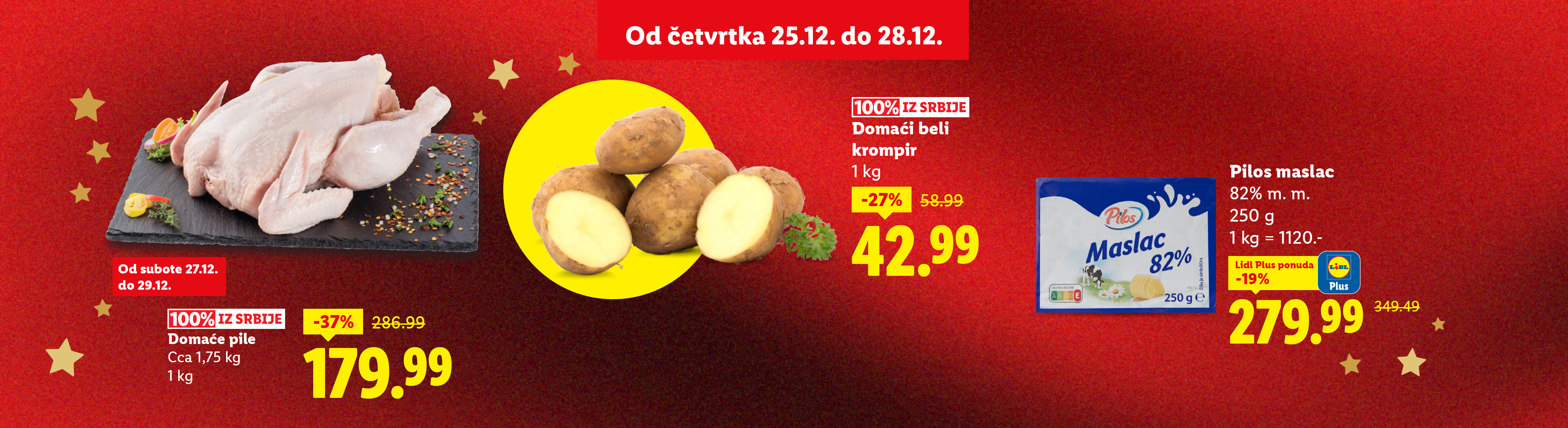 Reklama za Lidl sa piletinom, krompirom i Pilos maslacem.