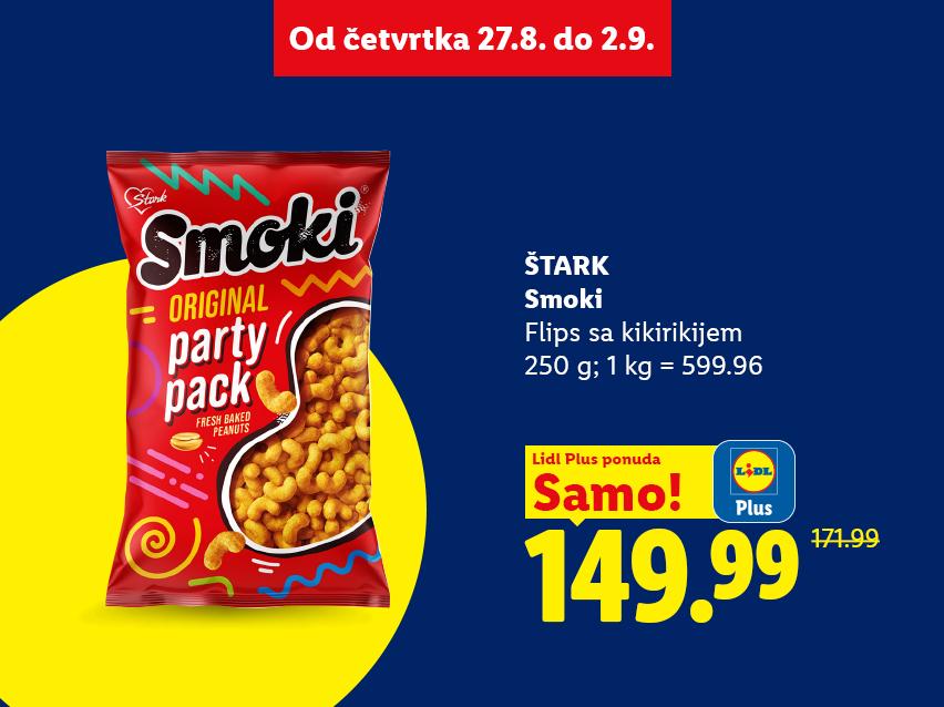 Pakovanje flipsa od kikirikija na akciji, dostupno od 27.8. do 2.9. za 149.99.