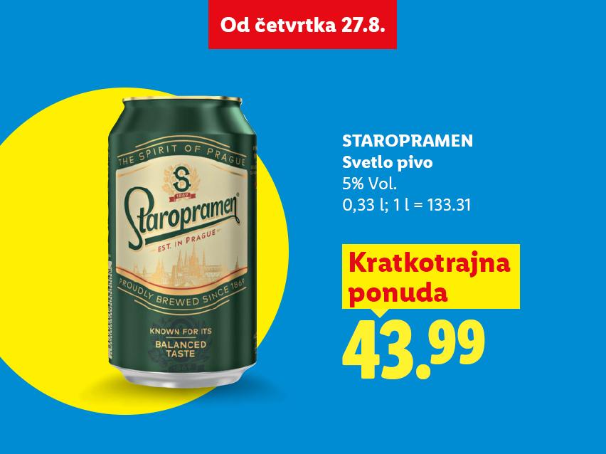 Limena konzerva piva sa natpisom „Duh Praga“, cena 43.99, ponuda od četvrtka 27.8.