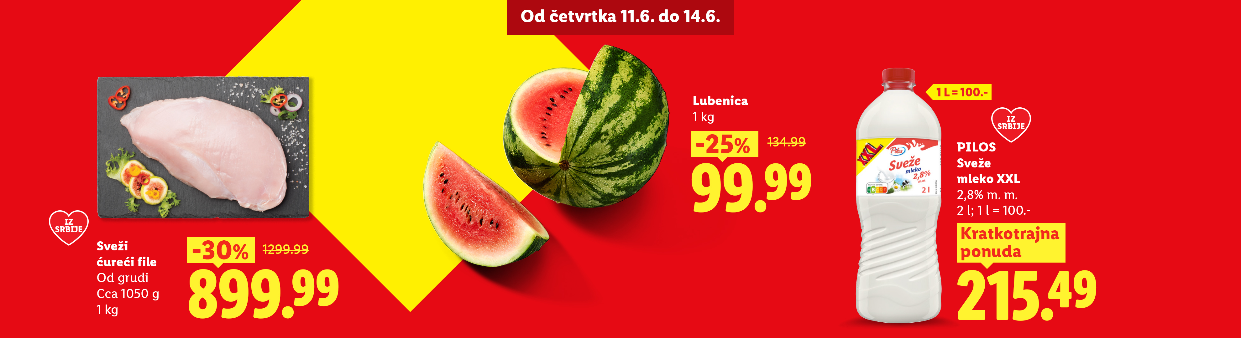 Sveži ćureći file, lubenica i sveže mleko XXL na akciji od četvrtka 11.6. do 14.6.