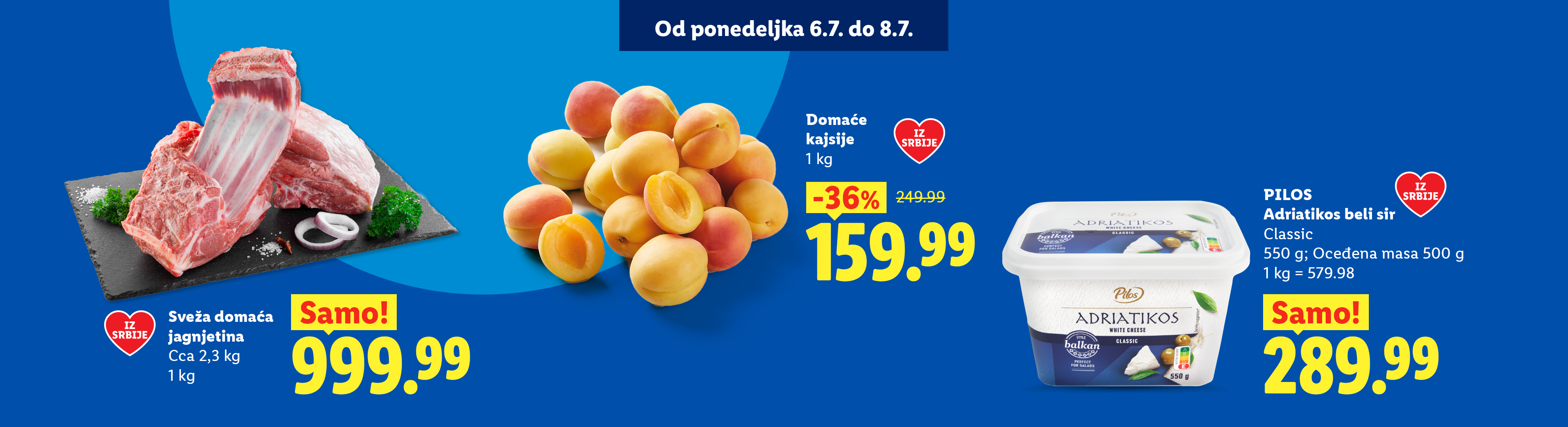 Sveža jagnjetina, domaće kajsije i beli sir u ponudi od ponedeljka 6.7. do 8.7.