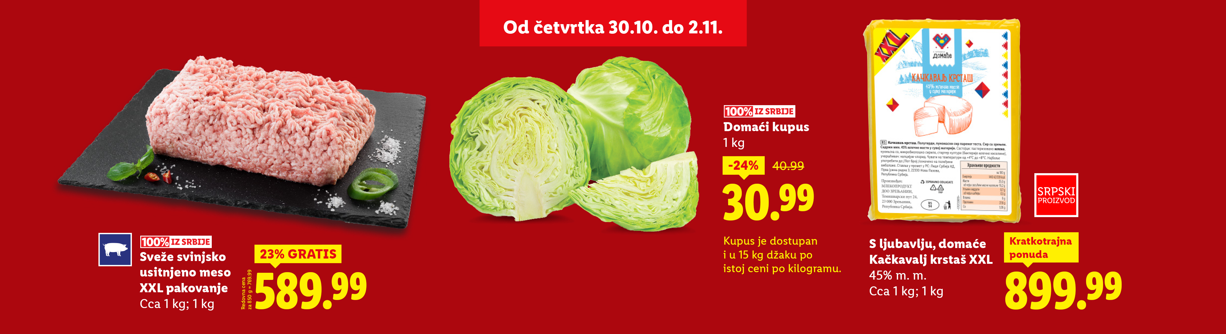 Akcija mlevenog mesa, kupusa i kačkavalja od četvrtka 30.10. do 2.11.
