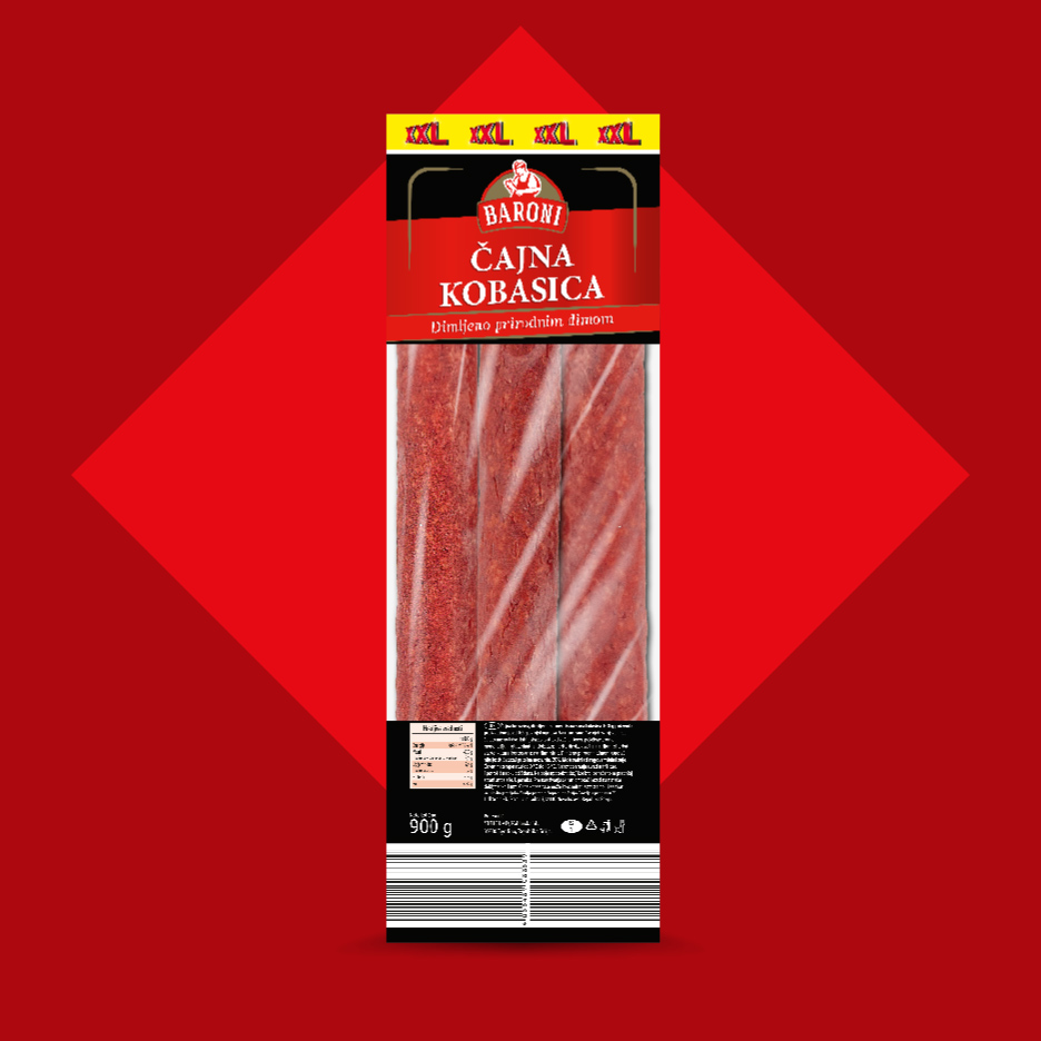 Pakovanje čajne kobasice sa natpisom XXL, 900g.