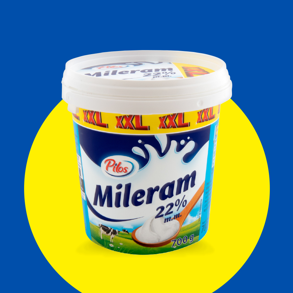 Bela kanta milerama sa 22% mlečne masti, sa natpisom XXL i težinom 700g.