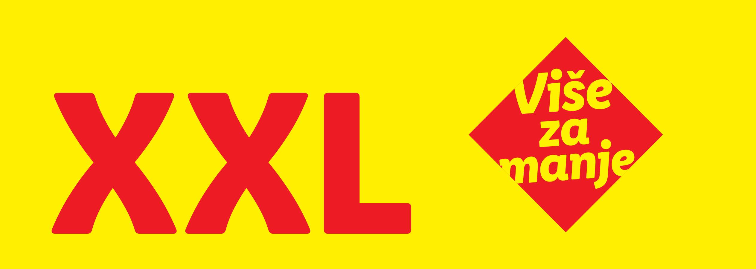 XXL logo sa sloganom „Više za manje“.