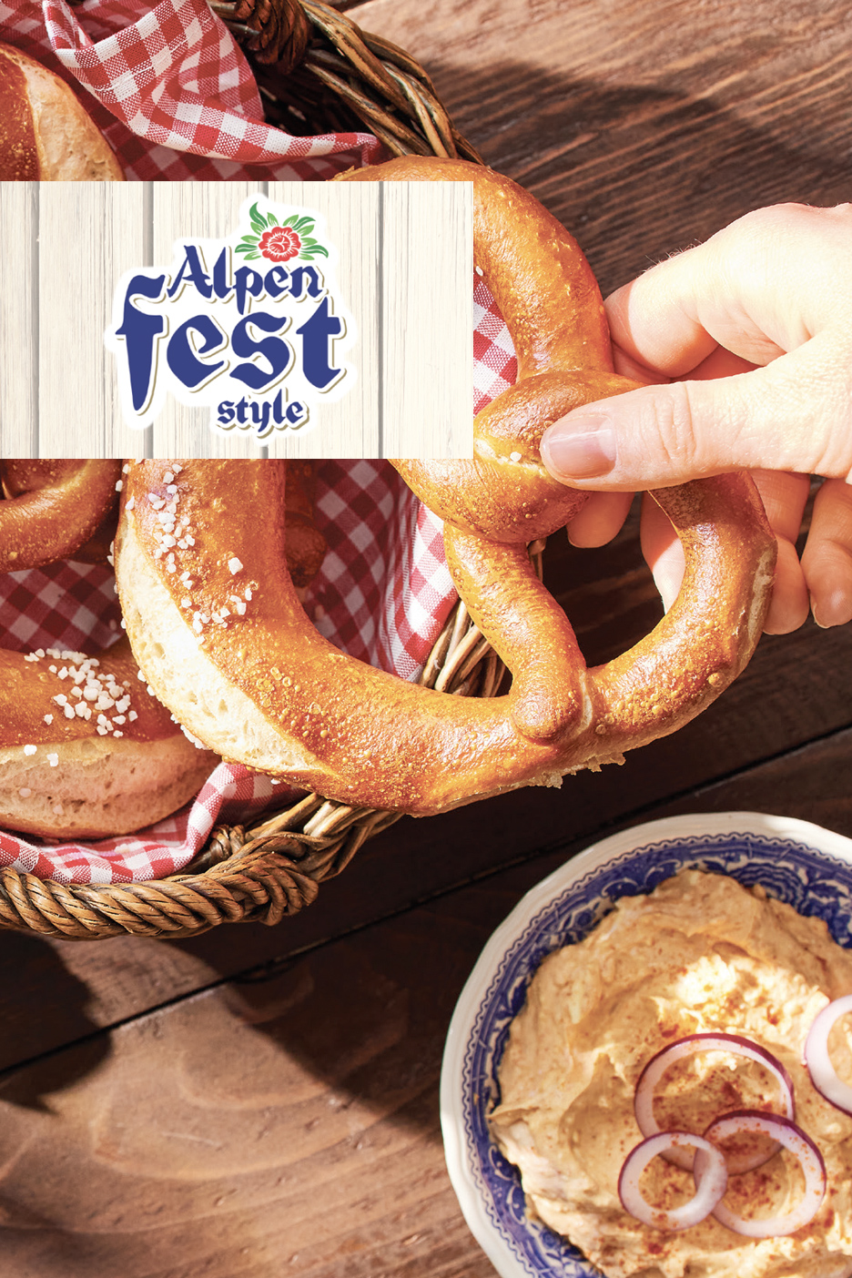 Perece i namaz sa lukom, sa natpisom 'Alpen Fest style'.