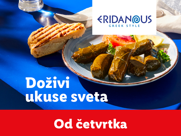 Eridanus Greek Style dolmades i hleb na plavoj pozadini.