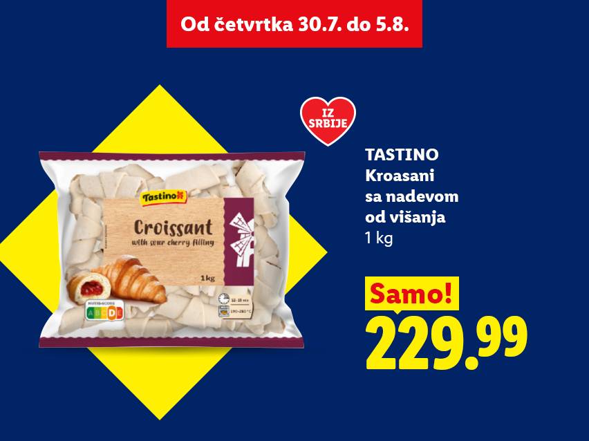 Pakovanje kroasana sa nadevom od višnje, 1 kg, po ceni od 229.99 dinara.