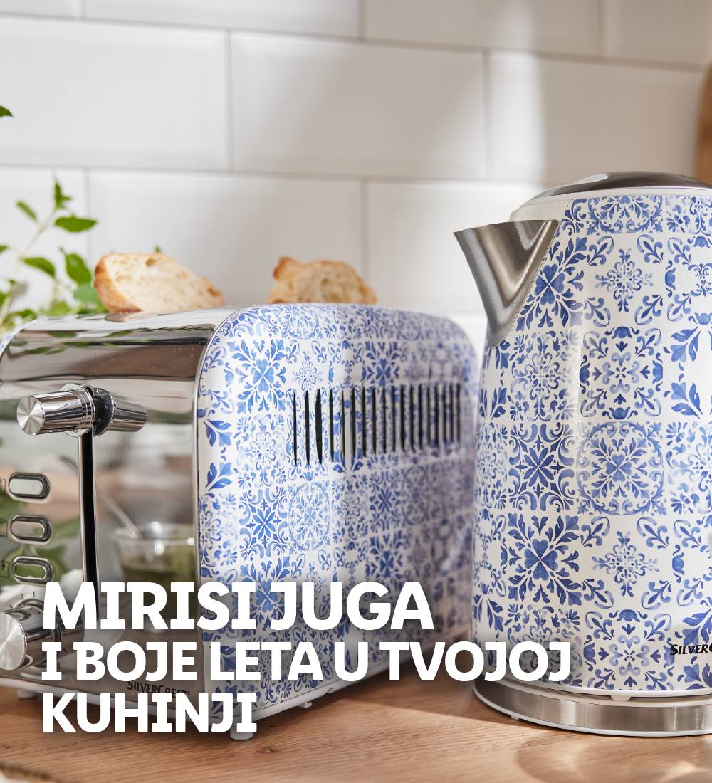 SilverCrest toster i električni čajnik sa dizajnom u stilu azulejo pločica.