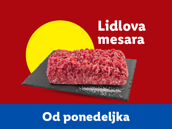 Lidlova mesara: mleveno meso na crnoj dasci sa solju, dostupno od ponedeljka.