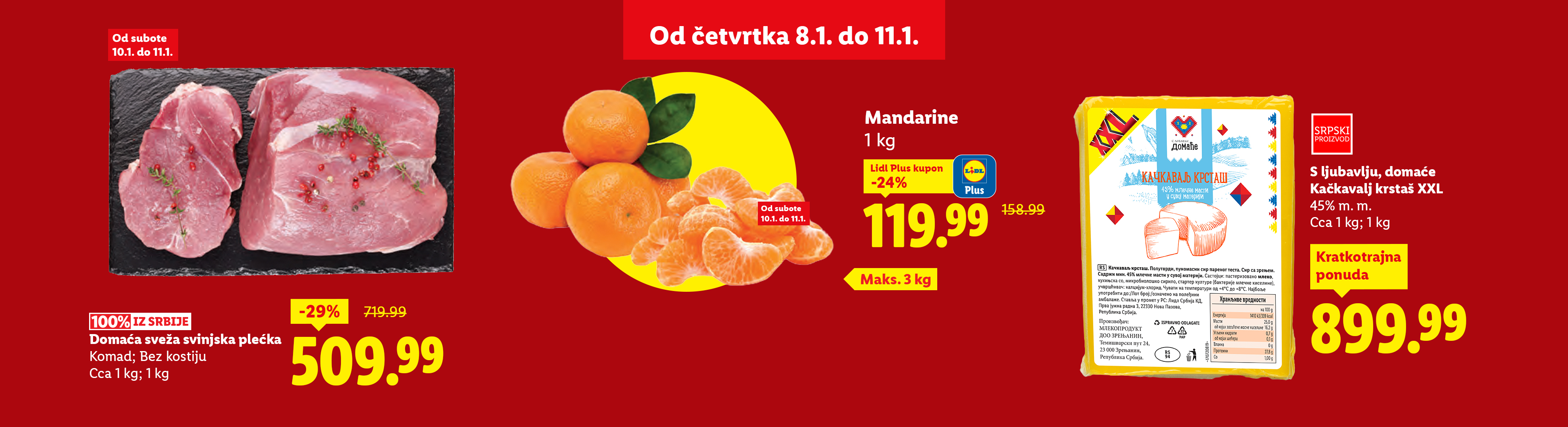 Lidl ponuda sa svinjskom plećkom, mandarinama i Kačkavaljem krstaš XXL.