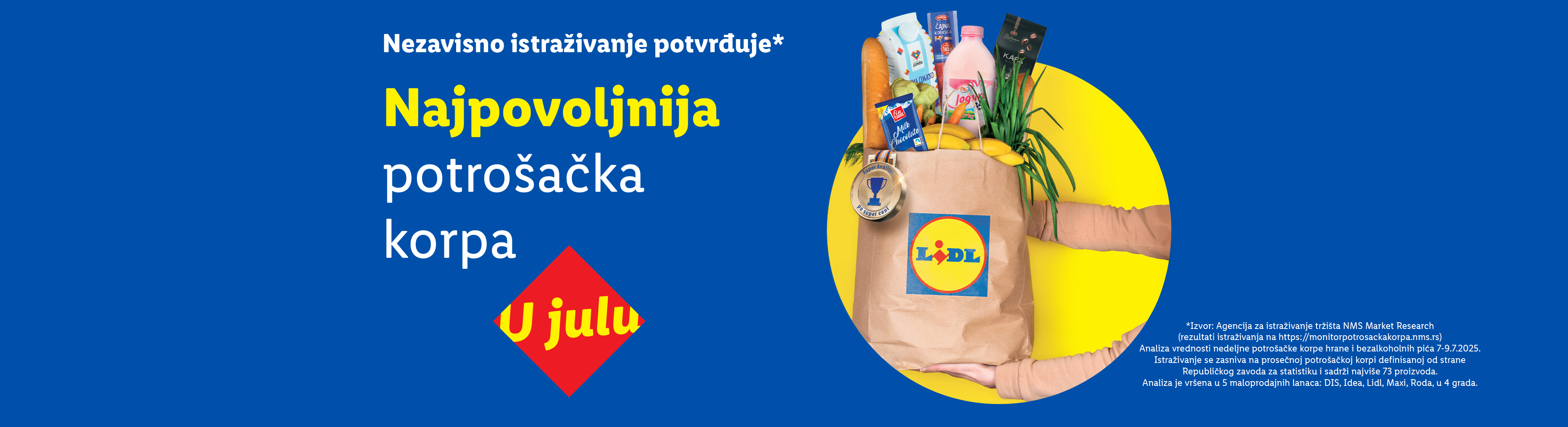 Lidl-ova potrošačka korpa je najpovoljnija u julu, prema nezavisnom istraživanju.